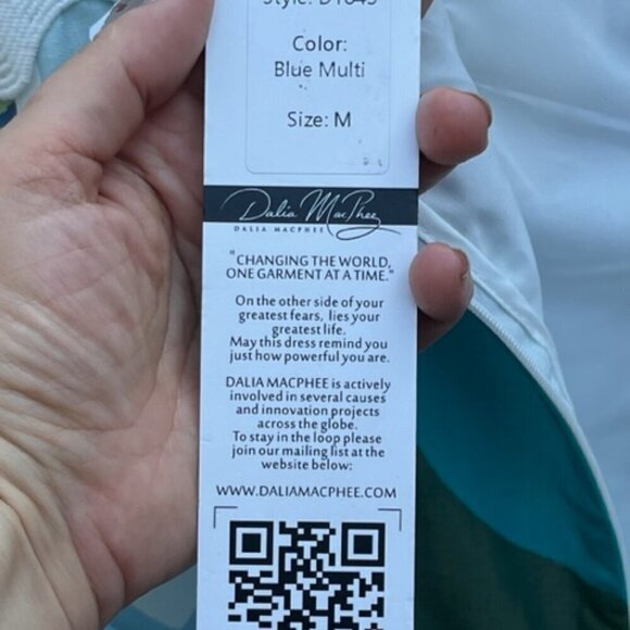 DALIA MACPHEE BLUE MULTI Ribbon Trim Tile Print Tuscany Maxi Dress - Picture 13 of 16